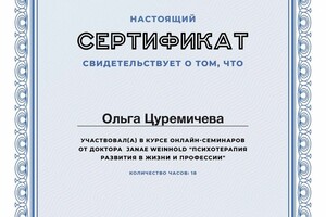 LifePractic: психотерапия развития от доктора Дженей Уайнхолд, 2020 — Цуремичева Ольга Игоревна