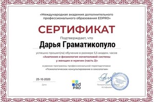 Диплом / сертификат №3 — Граматикопуло Дарья Сергеевна