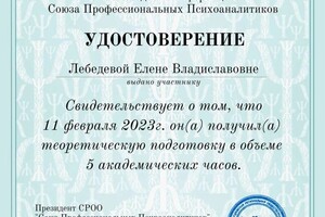 Диплом / сертификат №1029 — Лебедева Елена Владиславовна