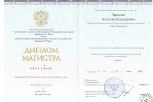 Диплом о высшем образовании — Лысенко Анна Александровна