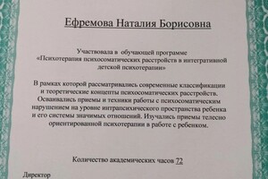 Диплом / сертификат №3 — Ефремова Наталия Борисовна