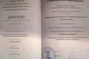 Диплом / сертификат №2 — Сапрыкина Алла Александровна
