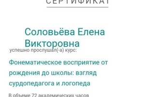 Диплом / сертификат №5 — Соловьева Елена Викторовна