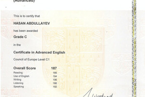 Certificate in Advanced English — Абдуллаев Гасан Парвиз оглы