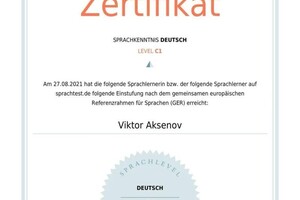 Zertifikat Deutsch Sprachkenntnis - Level C1 — Аксенов Виктор Сергеевич