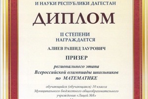 Диплом / сертификат №4 — Алиев Рашид Заурович