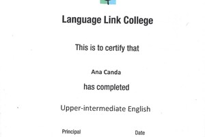 Аттестат об окончания Upper Intermediate English — Ana Veronica Nicolau Canda