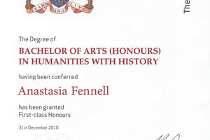 Bachelor of Arts in Humanities, Open University, UK — Anastasia Fennell