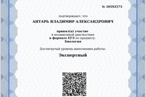 Диплом / сертификат №2 — Антарь Владимир Александрович