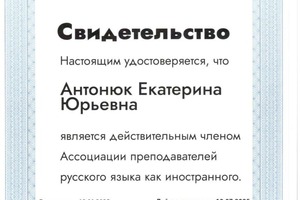 Диплом / сертификат №11 — Антонюк Екатерина Юрьевна