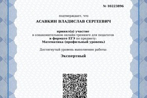 Диплом / сертификат №5 — Асавкин Владислав Сергеевич