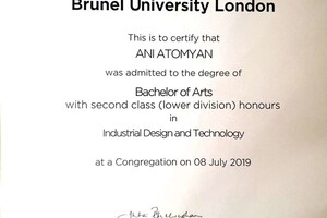 Industrial Design and Technology, Brunel University, London — Атомян Ани Юрьевна