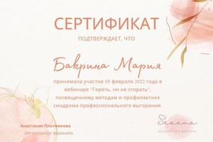 Диплом / сертификат №5 — Бакрина Мария Евгеньевна