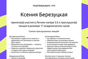 Диплом / сертификат №4 — Березуцкая Ксения Александровна