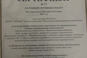 Диплом / сертификат №2 — Бескаравайная Валерия Олеговна