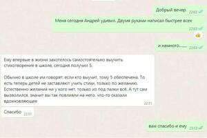 Отзыв о ребенке, который сам взялся выучить стих и получил 5 — Бичурин Владислав Александрович