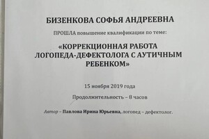 Диплом / сертификат №23 — Бизенкова Софья Андреевна