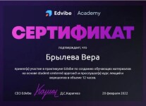 Диплом / сертификат №9 — Брылева Вера Владимировна