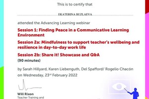 23.02.2022 Сертификат Macmillan, Finding Peace in a Communicative Learning, The UK — Бузлаева Екатерина Анатольевна