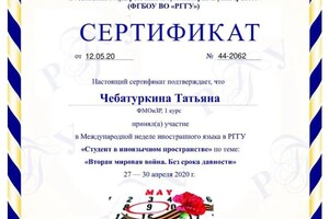 Диплом / сертификат №12 — Чебатуркина Татьяна Андреевна