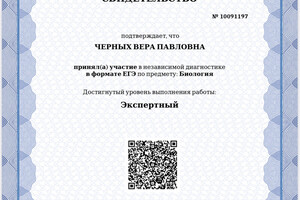 Экспертный уровень независимой диагностики — Черных Вера Павловна