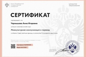 Диплом / сертификат №3 — Чернышева Анна Игоревна