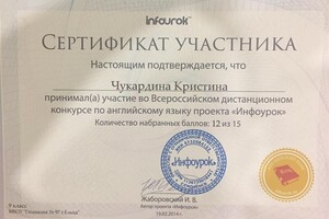 Участие во Всероссийском конкурсе — Чукардина Кристина Артемовна