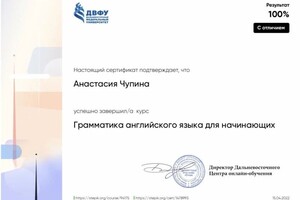 Диплом / сертификат №6 — Чупина Анастасия Александровна