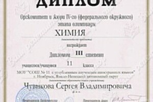 Диплом / сертификат №3 — Чувиков Сергей Владимирович