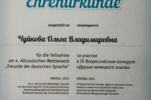 Диплом / сертификат №10 — Чуйкова Ольга Владимировна