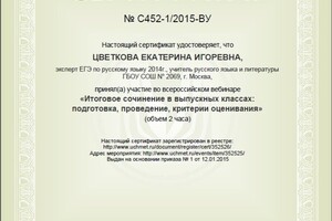 Подготовка к итоговому сочинению в 11 классе. — Цветкова Екатерина Игоревна