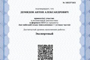 Диплом / сертификат №2 — Демидов Антон Александрович