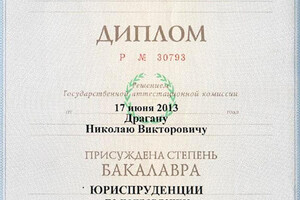 Диплом НИУ ВШЭ, бакалавр (2013 г.) — Драган Николай Викторович