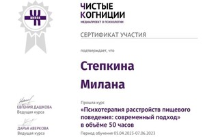 Диплом / сертификат №2 — Дружинина Милана Дмитриевна