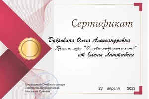 Диплом / сертификат №3 — Дубровина Ольга Александровна