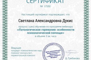 Диплом / сертификат №14 — Дукис Светлана Александровна