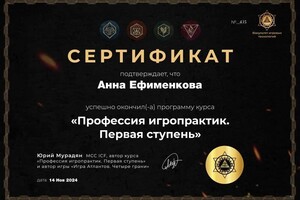 Сертификат — Ефименкова Анна Сергеевна