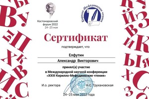 Диплом / сертификат №10 — Елфутин Александр Викторович