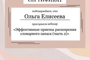 Диплом / сертификат №8 — Елисеева Ольга Юрьевна