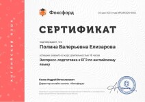 Диплом / сертификат №31 — Елизарова Полина Валерьевна