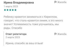 Отзыв обо мне с сервиса по подбору репетиторов — Ермолов Кирилл Борисович