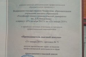 Диплом о квалификации преподаватель высшей школы — Ершова Дарья Сергеевна