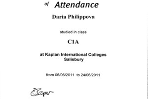 Kaplan International Colleges, Salisbury (C1) — Филиппова Дарья Игоревна