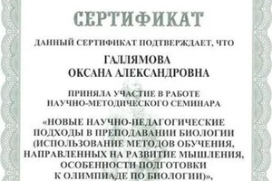 Диплом / сертификат №22 — Галлямова Оксана Александровна