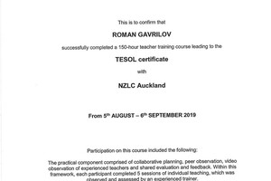 TESOL certificate — Гаврилов Роман Александрович