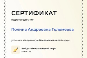 Диплом / сертификат №2 — Гелемеева Полина Андреевна