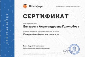 Диплом / сертификат №2 — Гололобова Елизавета Александровна