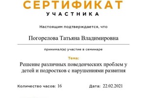 Диплом / сертификат №493 — Погорелова Татьяна Владимировна