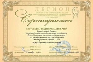 Диплом / сертификат №10 — Грачев Александр Сергеевич
