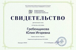 Диплом / сертификат №23 — Гребенщикова Юлия Игоревна